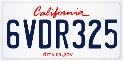 CA license plate 6VDR325
