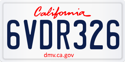 CA license plate 6VDR326