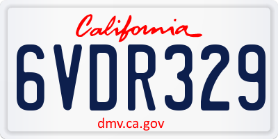 CA license plate 6VDR329