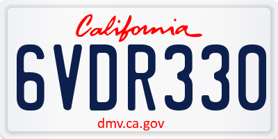 CA license plate 6VDR330