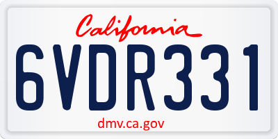 CA license plate 6VDR331