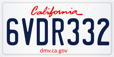 CA license plate 6VDR332