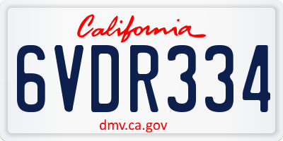 CA license plate 6VDR334