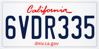 CA license plate 6VDR335
