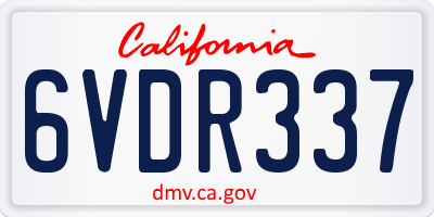 CA license plate 6VDR337