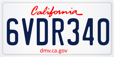 CA license plate 6VDR340