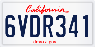 CA license plate 6VDR341