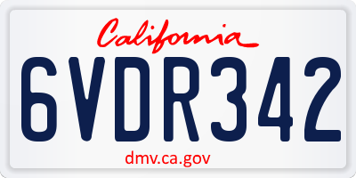 CA license plate 6VDR342