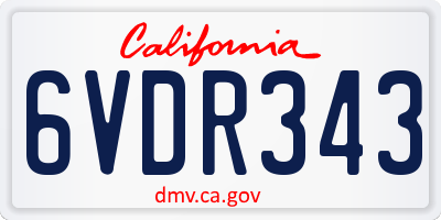 CA license plate 6VDR343