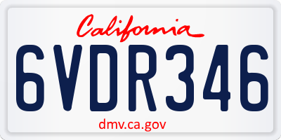CA license plate 6VDR346