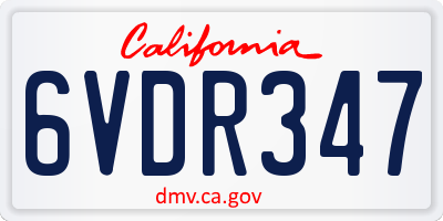 CA license plate 6VDR347