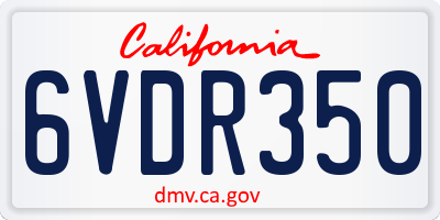 CA license plate 6VDR350