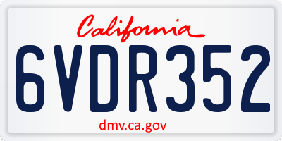 CA license plate 6VDR352