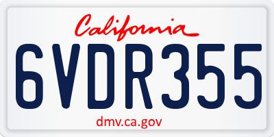 CA license plate 6VDR355