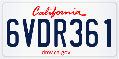 CA license plate 6VDR361