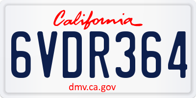 CA license plate 6VDR364