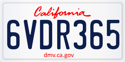 CA license plate 6VDR365