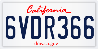 CA license plate 6VDR366