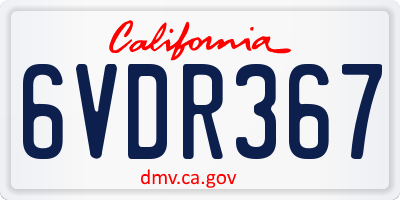 CA license plate 6VDR367