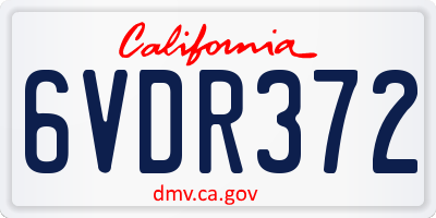 CA license plate 6VDR372