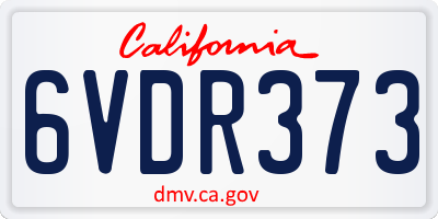 CA license plate 6VDR373