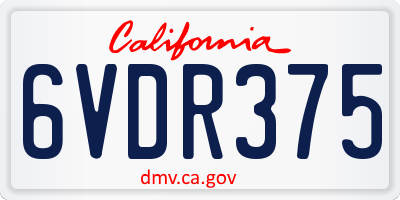 CA license plate 6VDR375