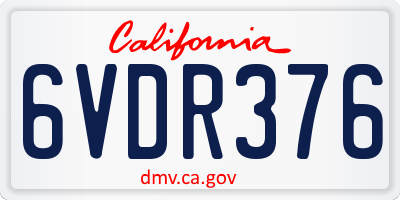 CA license plate 6VDR376