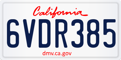 CA license plate 6VDR385