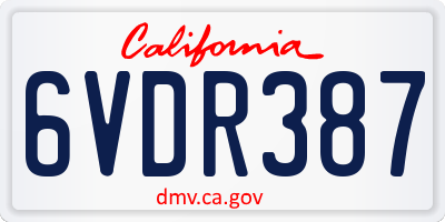 CA license plate 6VDR387