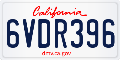 CA license plate 6VDR396