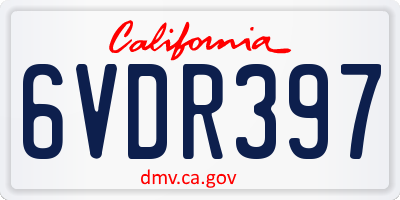 CA license plate 6VDR397