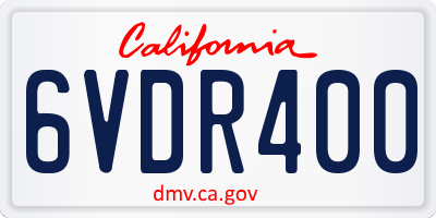 CA license plate 6VDR400