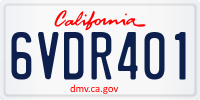 CA license plate 6VDR401