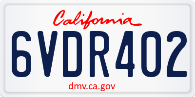 CA license plate 6VDR402