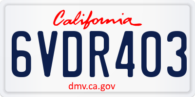 CA license plate 6VDR403