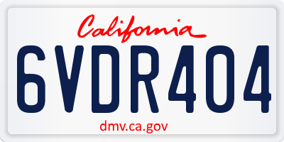 CA license plate 6VDR404