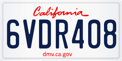 CA license plate 6VDR408