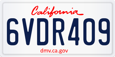 CA license plate 6VDR409