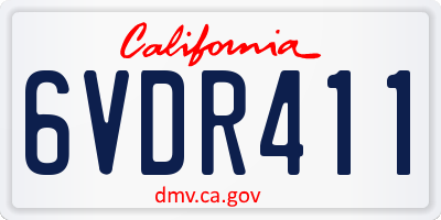 CA license plate 6VDR411
