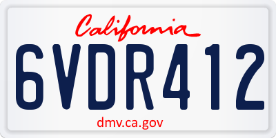 CA license plate 6VDR412
