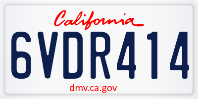 CA license plate 6VDR414