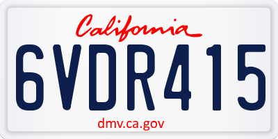 CA license plate 6VDR415
