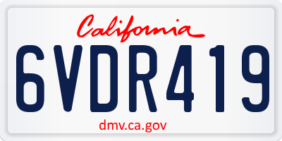 CA license plate 6VDR419