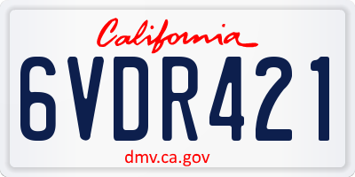 CA license plate 6VDR421