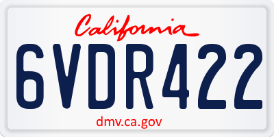 CA license plate 6VDR422