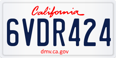 CA license plate 6VDR424