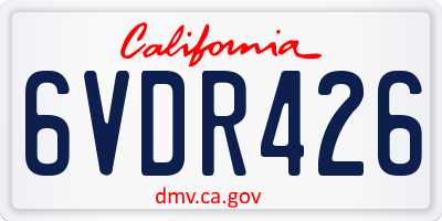 CA license plate 6VDR426