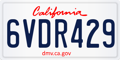 CA license plate 6VDR429