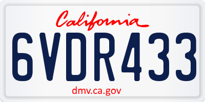 CA license plate 6VDR433