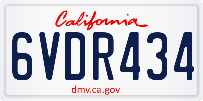 CA license plate 6VDR434
